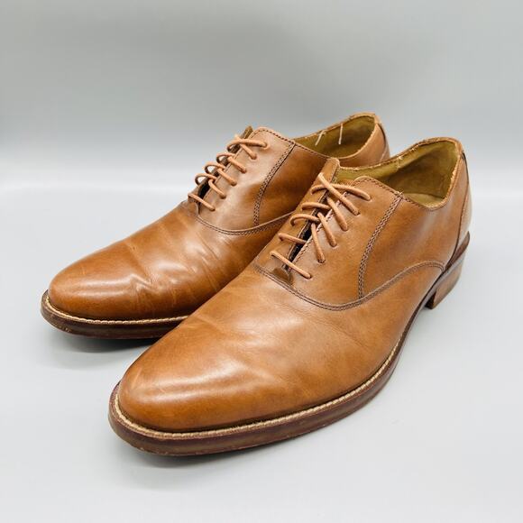 Cole Haan Shoes Mens 9.5 Brown Leather Grand OS Derby Oxford Dress Almond Toe